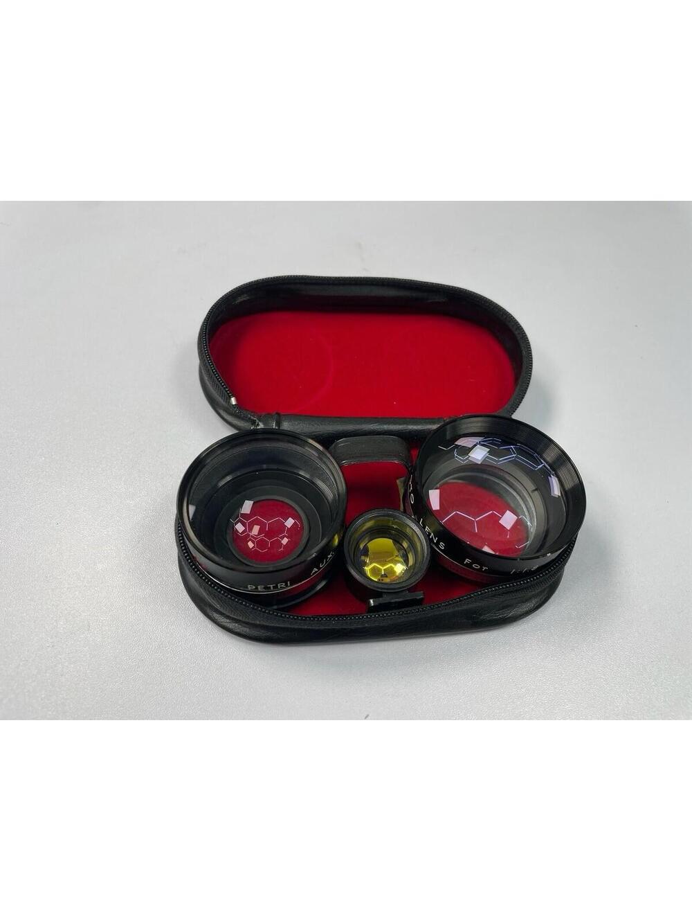 Vintage Petri Aux Lens Set Wide Angle Telephoto Viewfinder 7s 4.5cm w/ Case
